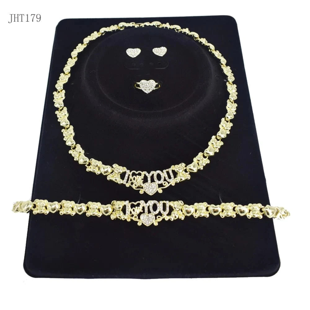 8 / 18k gold JHT179 Trendy 18K Gold Plated Teddy bear love women jewelry set jewelry