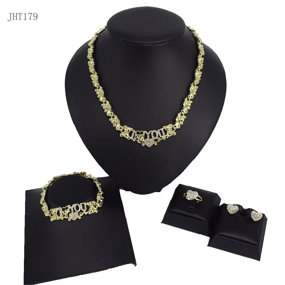 8 / 18k gold JHT179 Trendy 18K Gold Plated Teddy bear love women jewelry set jewelry