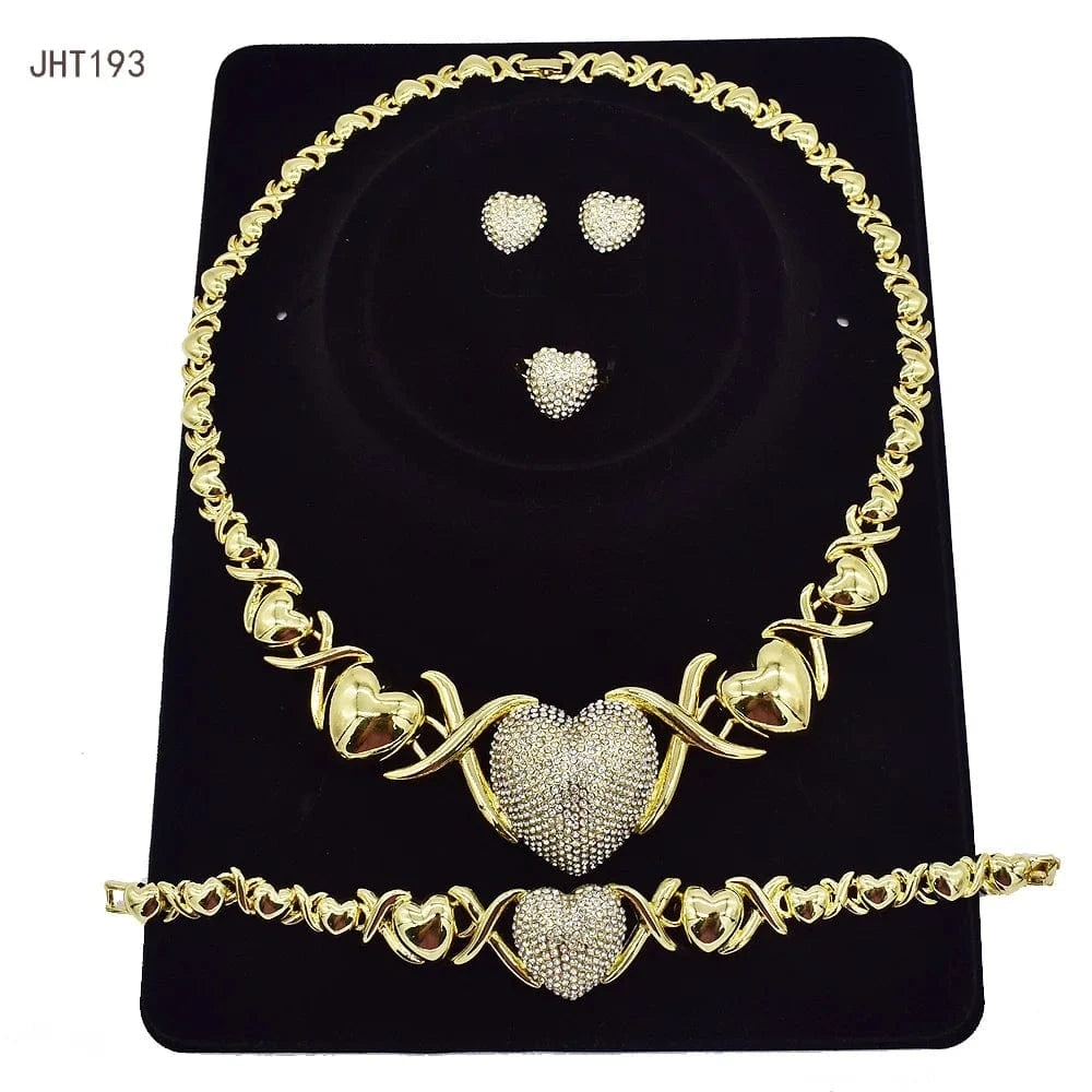 8 / 18k gold JHT193 18K gold-plated XOXO rhinestone heart-shaped women's wedding diamond jewelry