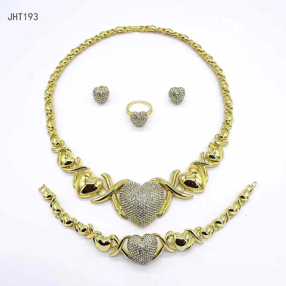 8 / 18k gold JHT193 18K gold-plated XOXO rhinestone heart-shaped women's wedding diamond jewelry
