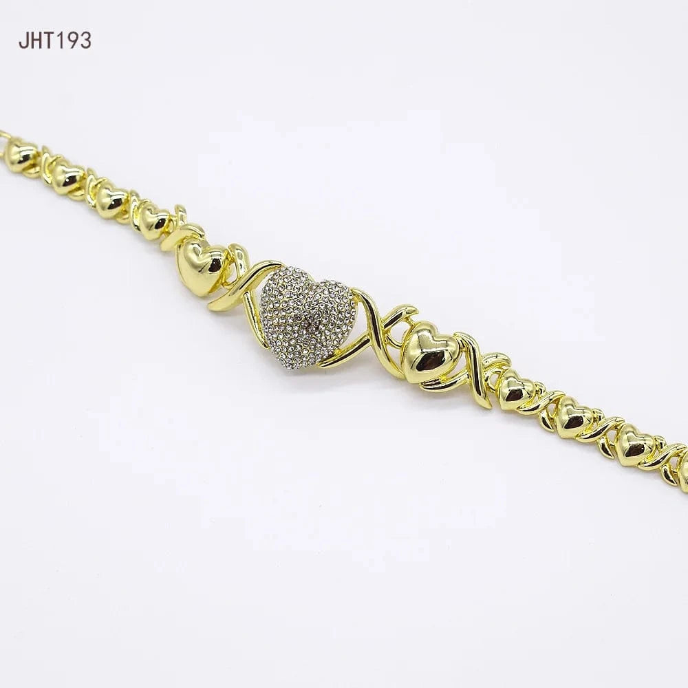 8 / 18k gold JHT193 18K gold-plated XOXO rhinestone heart-shaped women's wedding diamond jewelry