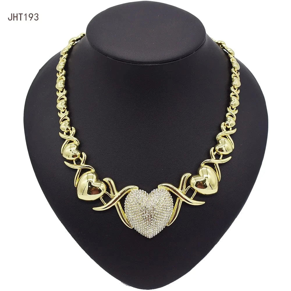 8 / 18k gold JHT193 18K gold-plated XOXO rhinestone heart-shaped women's wedding diamond jewelry