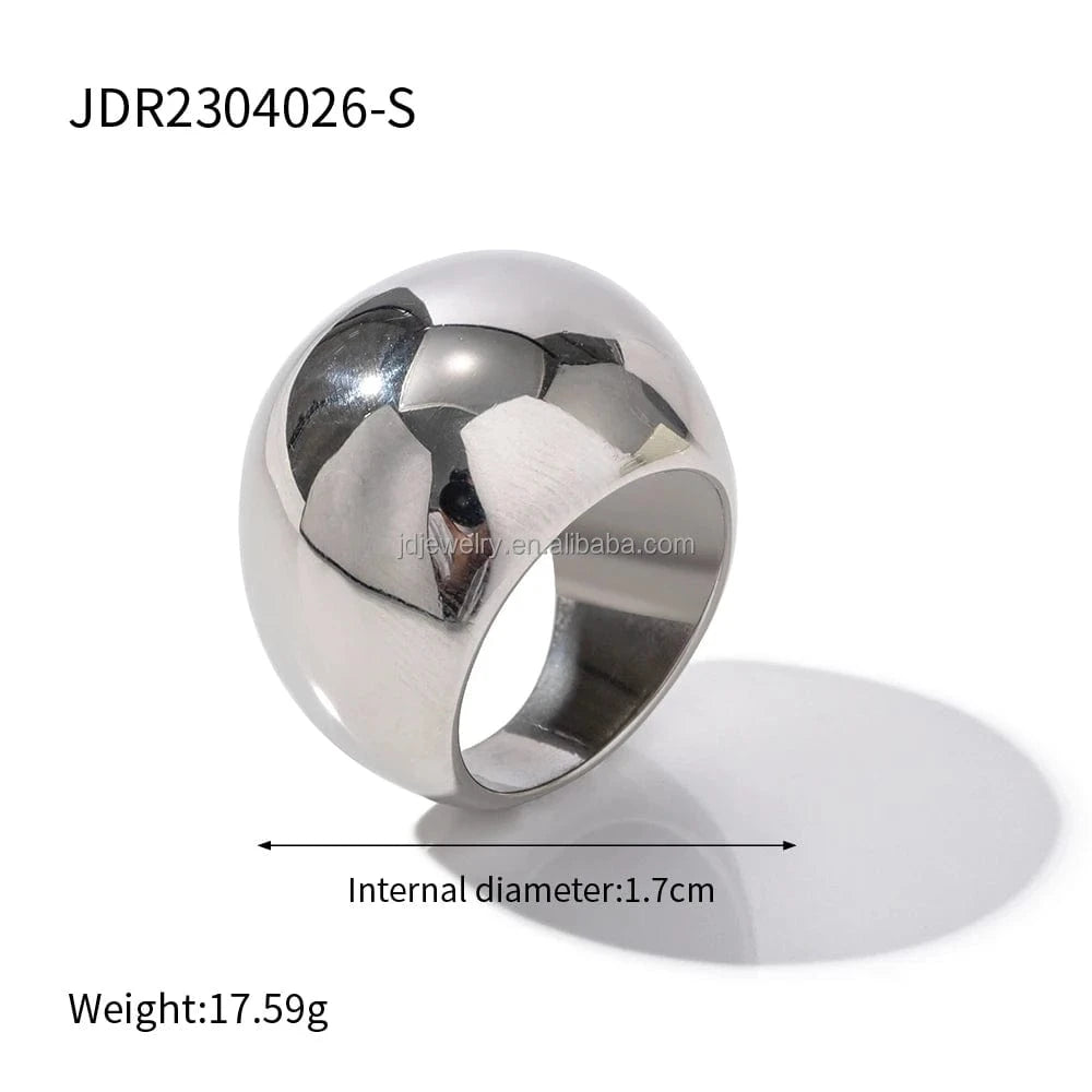 8 / Hiphop / R1868S R1868 Chunky Punk Rings 18K PVD Gold Plated Stainless Steel Non-Tarnish Waterproof Irregular Ring Jewelry For Women