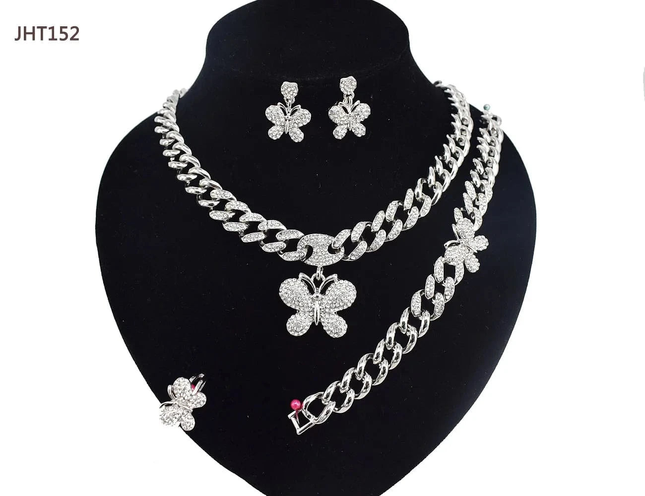 8 / JHT152 JHT159 Wholesale 18K gold plated jewelry set fashion hip hop diamond jewelry set