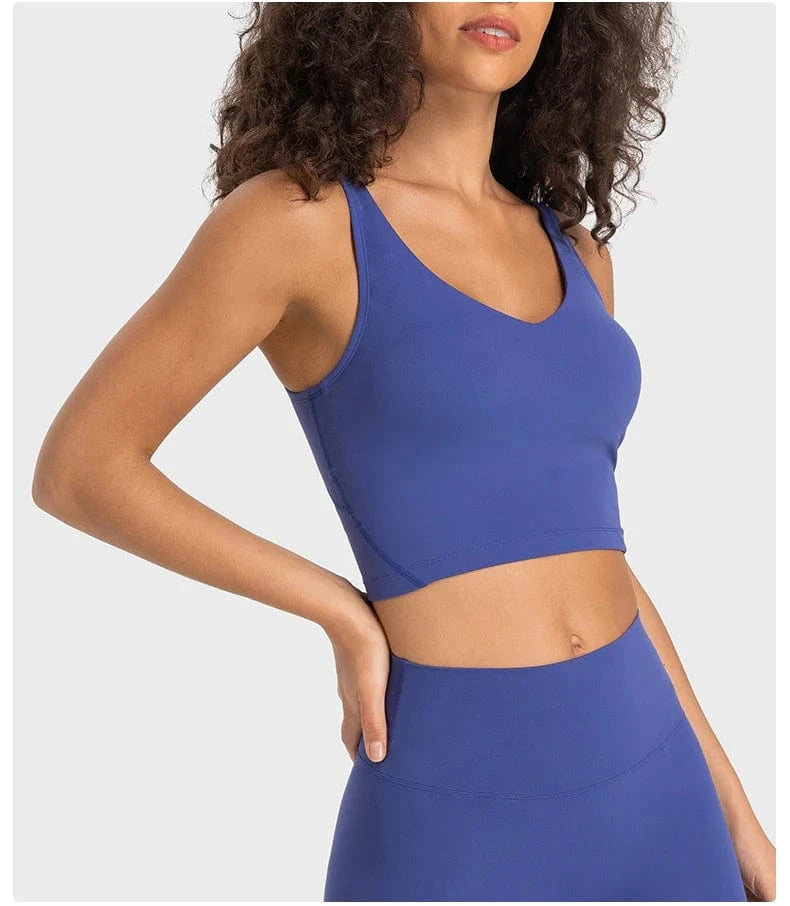 8/M / Blue 2024 Lemon Beautiful Back Fitness Female High Strength Shockproof Align Women Yoga Bra Top Running Sports Vest For Workout