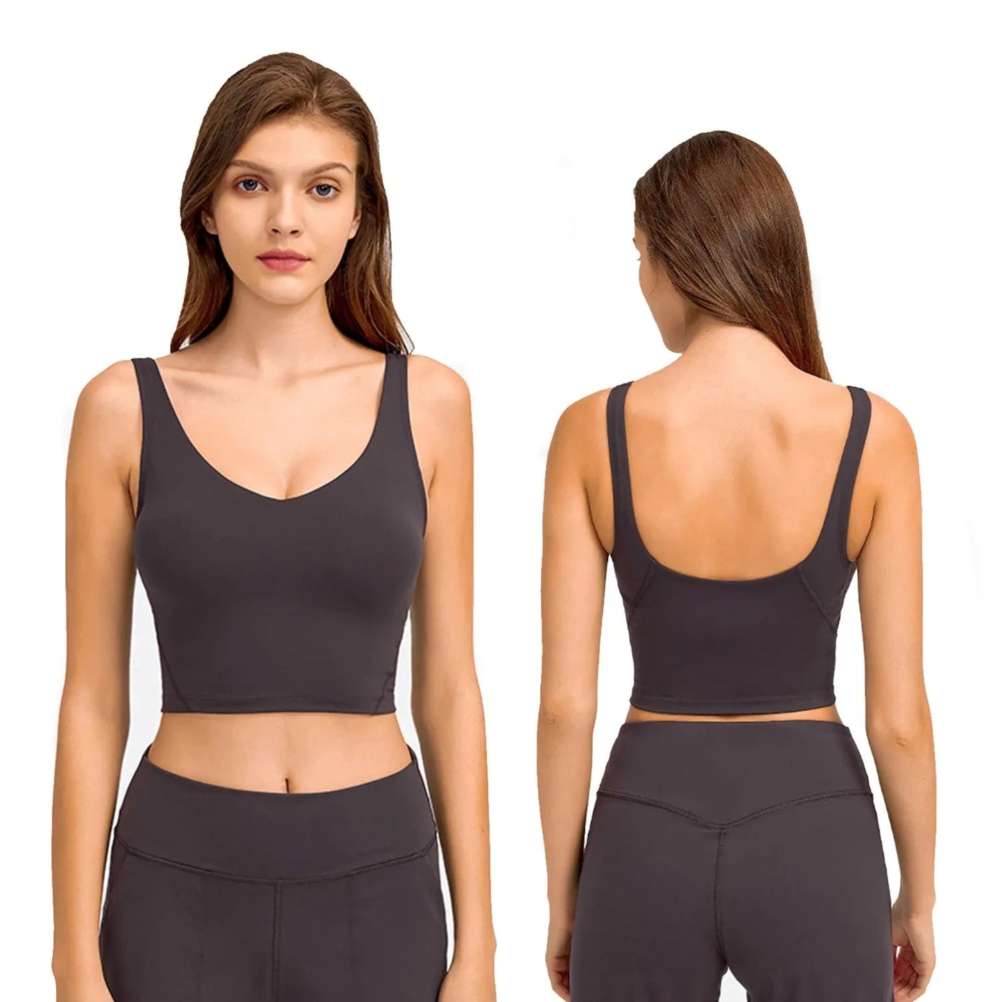 8/M / Deep Carbon Ash 2024 Lemon Beautiful Back Fitness Female High Strength Shockproof Align Women Yoga Bra Top Running Sports Vest For Workout
