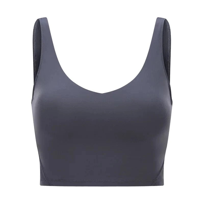 8/M / Shallow Lotus ash 2024 Lemon Beautiful Back Fitness Female High Strength Shockproof Align Women Yoga Bra Top Running Sports Vest For Workout