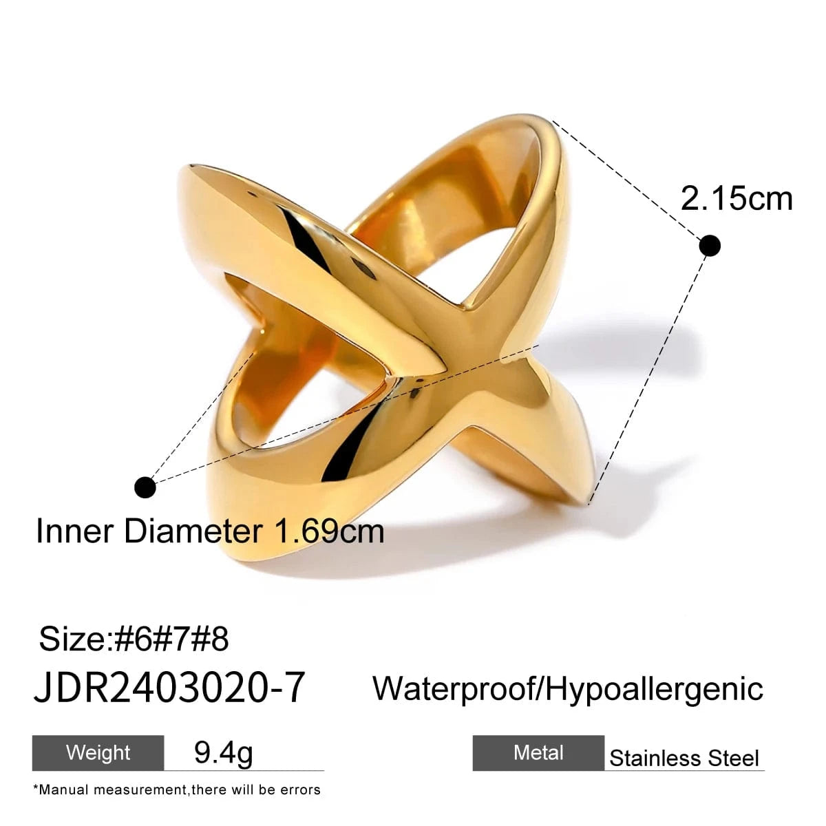 8 / minimalist / R2645 R2645 Minimalist Design Jewelry Stainless Steel Rings For Women 18K Gold Plated Glossy Cross Rings