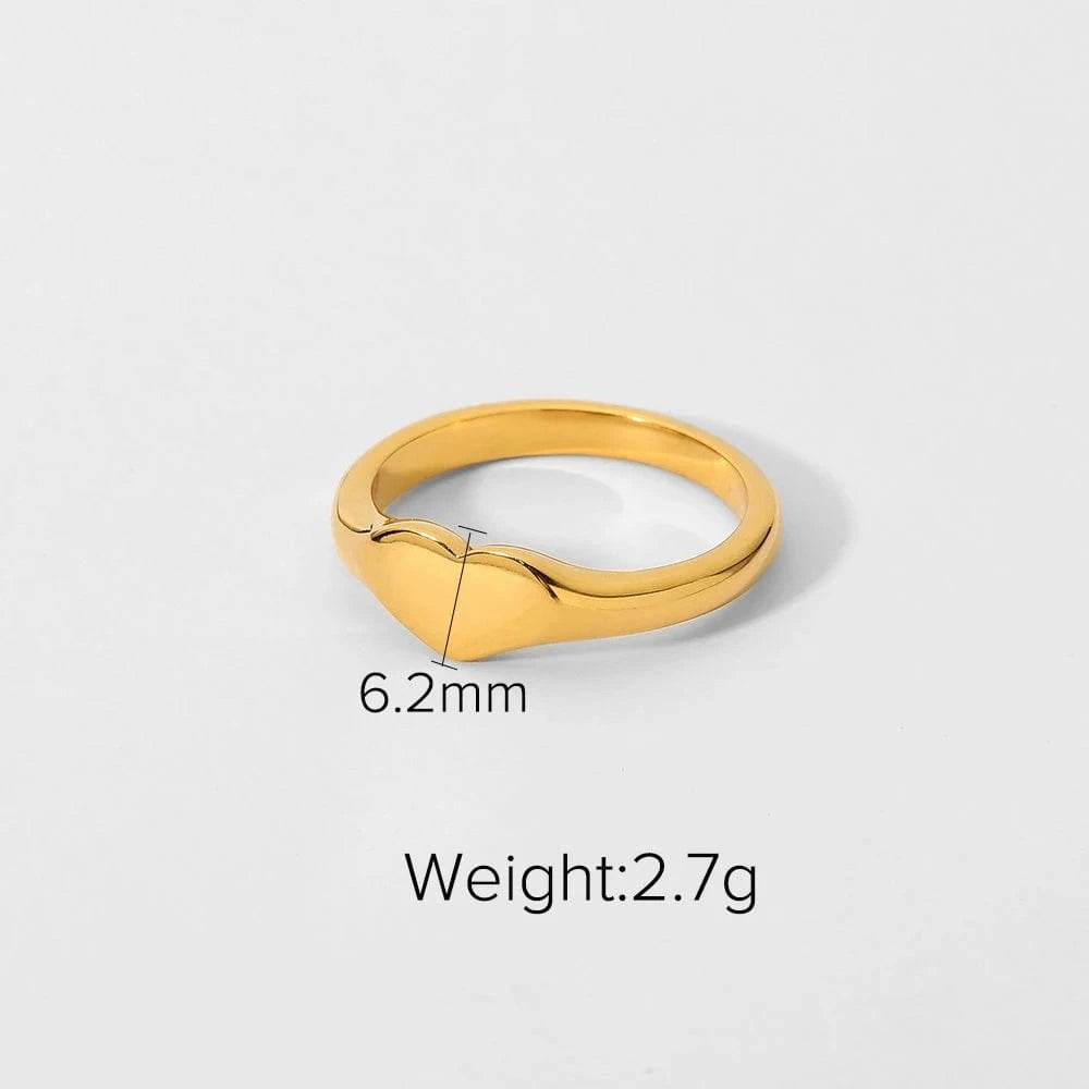 8 / R2139 R2139 Romantic Heart ring 18K IP Gold Plated Stainless Steel Wedding Bands Heart Engagement Rings