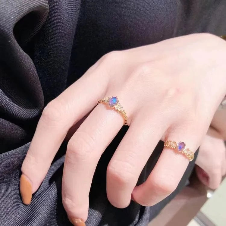 8 / rhombus 14k gold plated 925 sterling silver fine delicate design Fashion healing crystal gemstone jewelry natural iolite ring