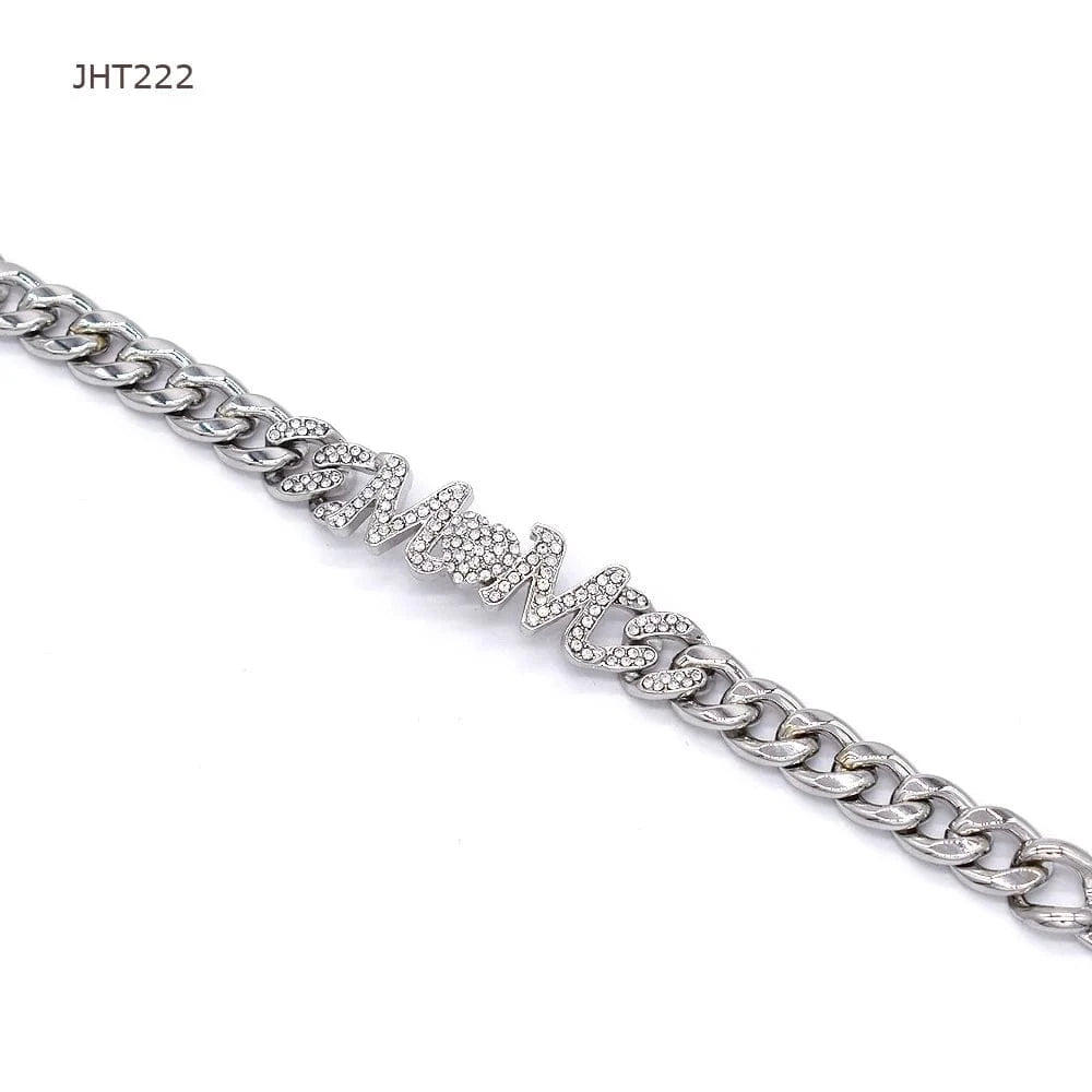 8 / silver JHT222 High Quality Silver Jewelry Set Cuban Necklace Women Silver Jewelry Set