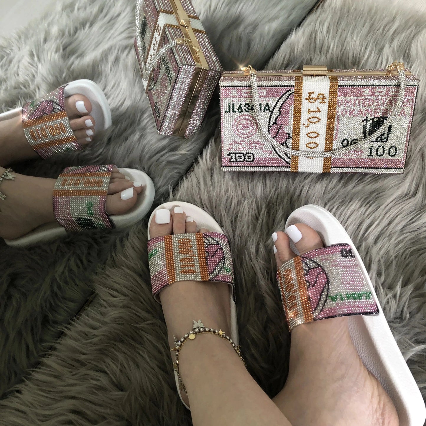 8 / White dollar slipper fashion femme Wholesale woman flat shoes casual summer women's sandals designer women slippers