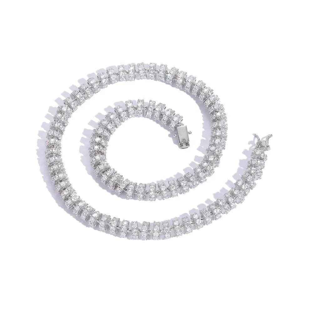 8mm Hip Hop Bling Tennis Chain Necklace Zircon Bling Circle Bead Choker Colorful Punk Women Mens Hip Hop Jewelry