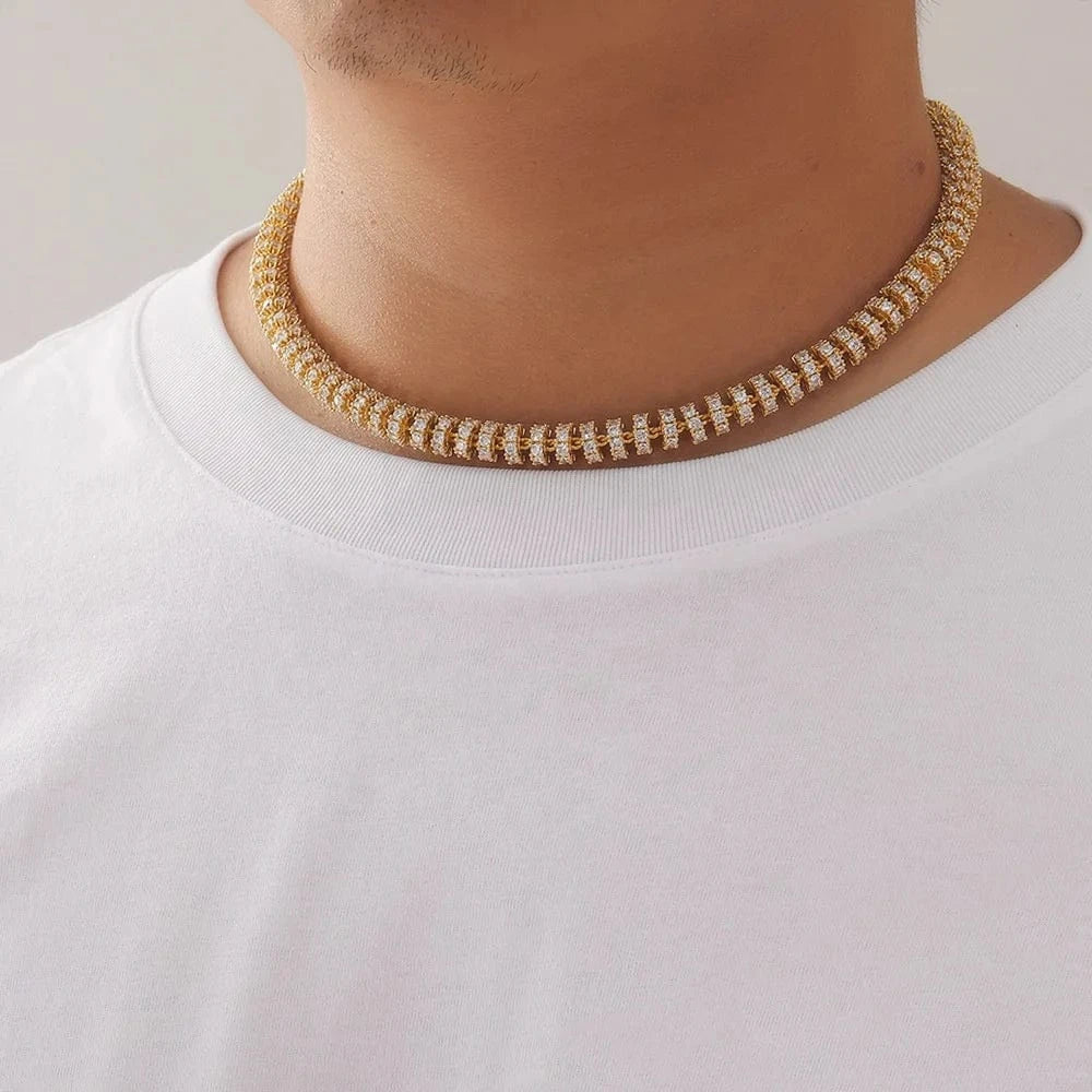 8mm Hip Hop Bling Tennis Chain Necklace Zircon Bling Circle Bead Choker Colorful Punk Women Mens Hip Hop Jewelry