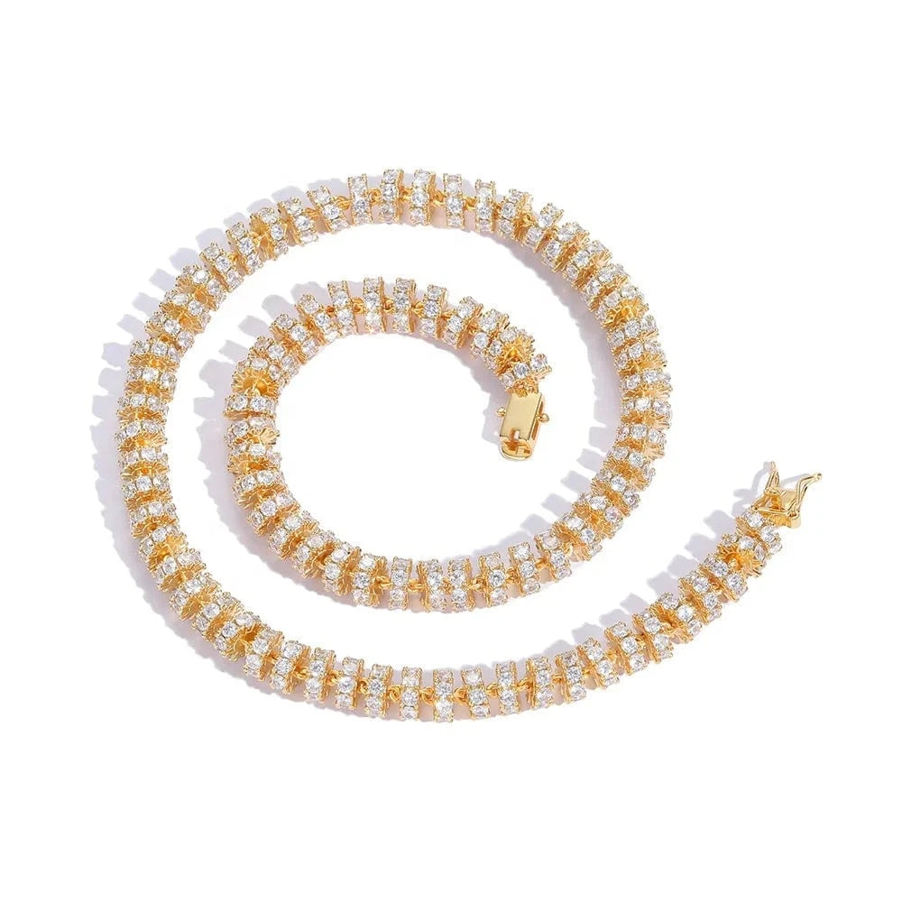 8mm Hip Hop Bling Tennis Chain Necklace Zircon Bling Circle Bead Choker Colorful Punk Women Mens Hip Hop Jewelry