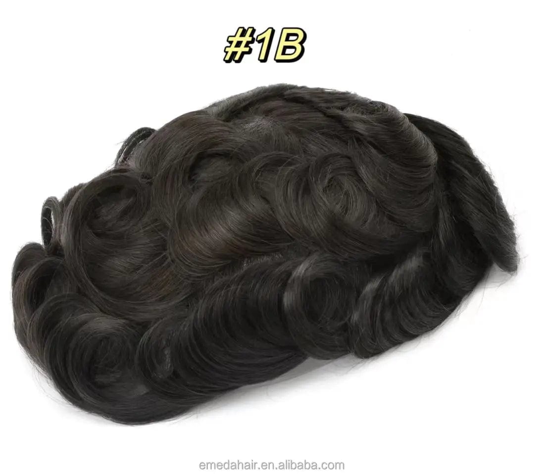 8X10 / #1B / 6inches EMEDA French full lace remy hair piece men's toupee hair replacement system for men prosthetic stock
