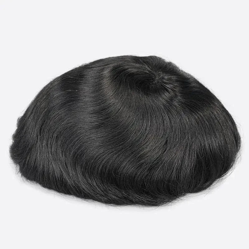8X10 / 1B# / 6inches Human Hair Toupee hair replacement mono with NPU Men Wigs Human Hair Toupee Mono Lace With Npu Around Lace Systems