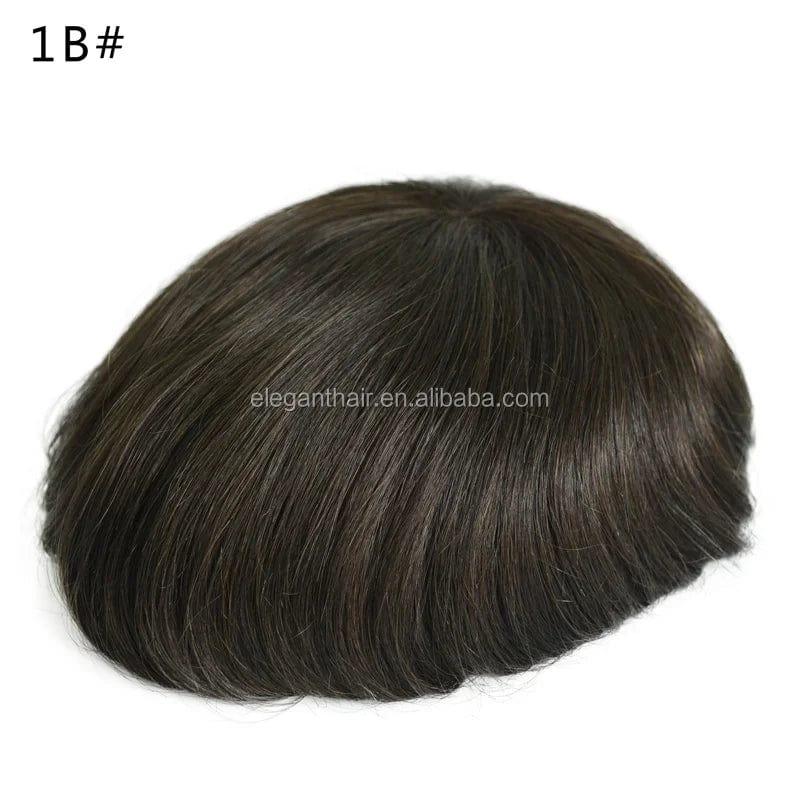 8X10 / 1B# / 6inches On Rite Front PU Human Hair Toupee Protesis Capilares Hombres For Man