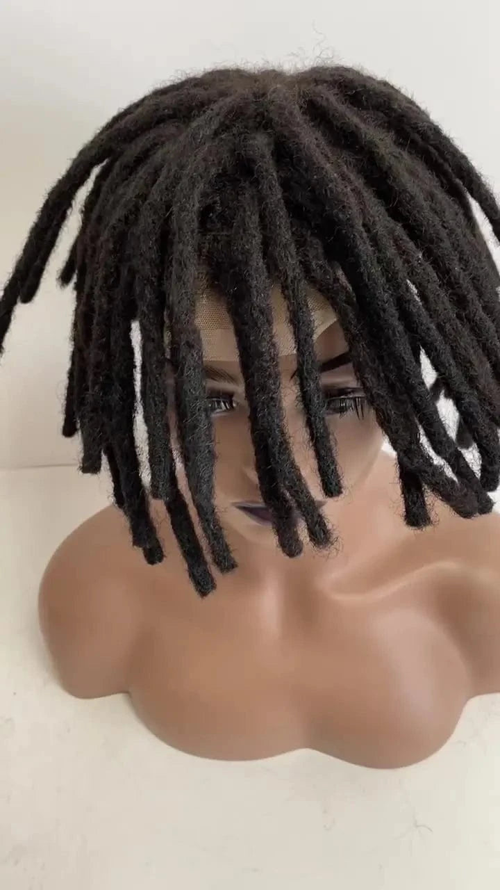 8X10 / 1B# / 9inch wholesale dreadlocks toupee raw indian hair topper long hair full lace soft loc braids wig for man
