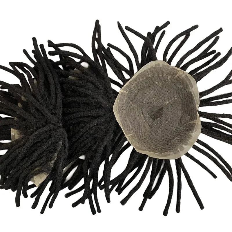 8X10 / 1B# / 9inch wholesale dreadlocks toupee raw indian hair topper long hair full lace soft loc braids wig for man