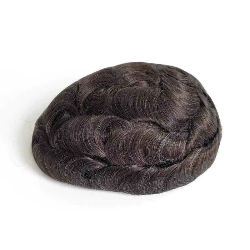 8X10 / #1B70 / 6inches Gray Hair Revert Knots Full Thin PU Skin Base Human Hair Unit Men Toupee With Natural Hairline