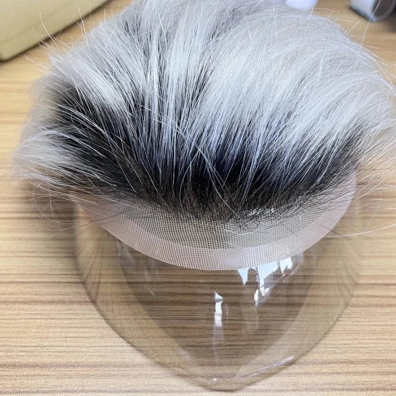 8X10 / 1BT60 / 6inches Emeda #1bT60 mono top and PU around with invisible lace front Remy Indian hair hot sale toupee for men