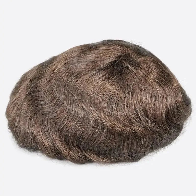 8X10 / 3# / 6inches Human Hair Toupee hair replacement mono with NPU Men Wigs Human Hair Toupee Mono Lace With Npu Around Lace Systems