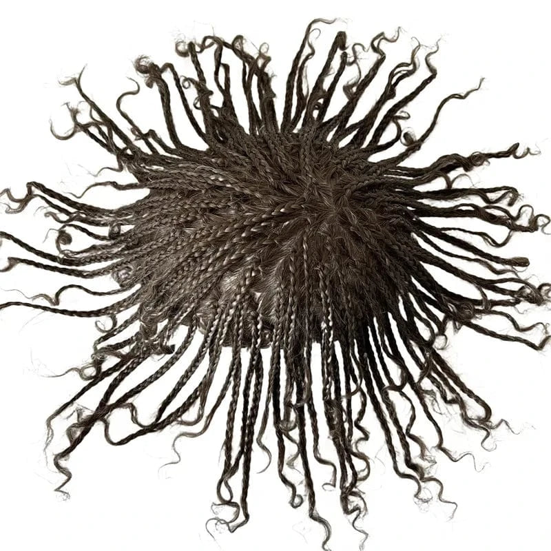 8X10 / 410# / 6inches Brazilian Virgin Human Hair Replacement 410# Box Braids Toupee 8x10 Full PU Injection Unit for Black Men