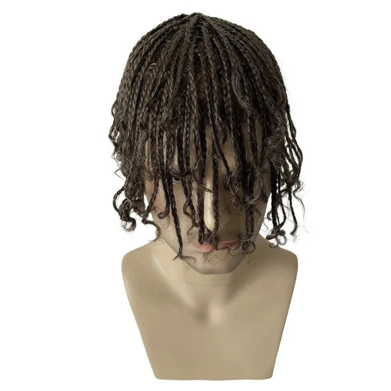 8X10 / 410# / 6inches Brazilian Virgin Human Hair Replacement 410# Box Braids Toupee 8x10 Full PU Injection Unit for Black Men