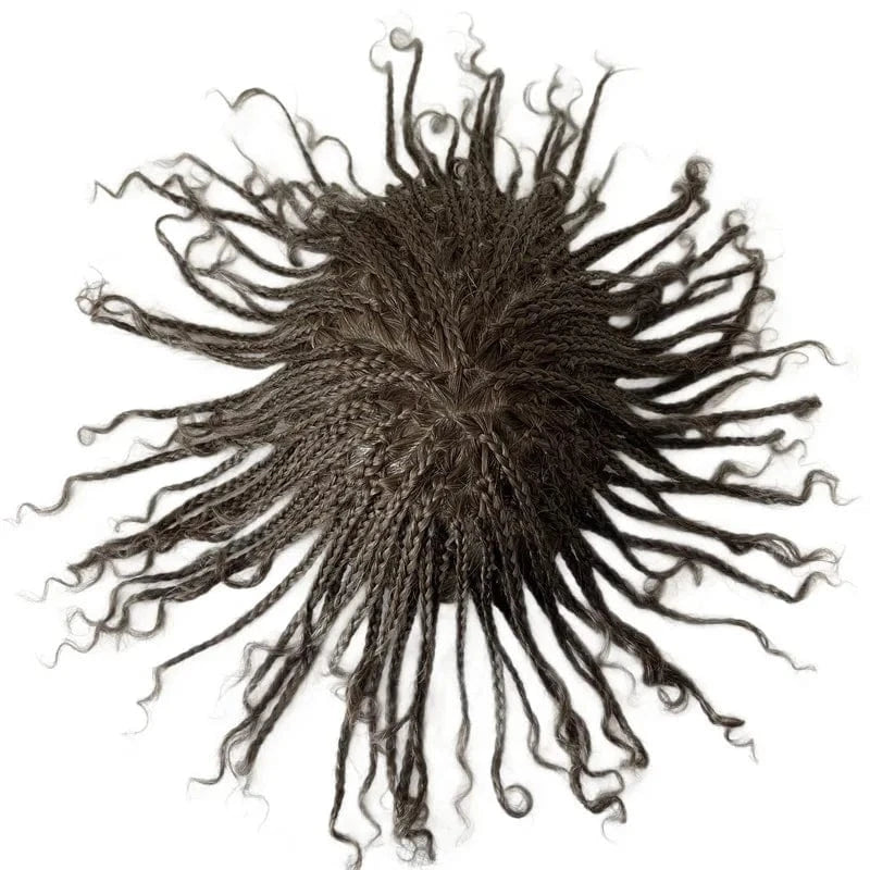 8X10 / 410# / 6inches Brazilian Virgin Human Hair Replacement 410# Box Braids Toupee 8x10 Full PU Injection Unit for Black Men