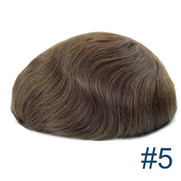 8X10 / #5 / 6inches wholesale super thin skin grey hair men hair wigs men toupee human hair toupee for men