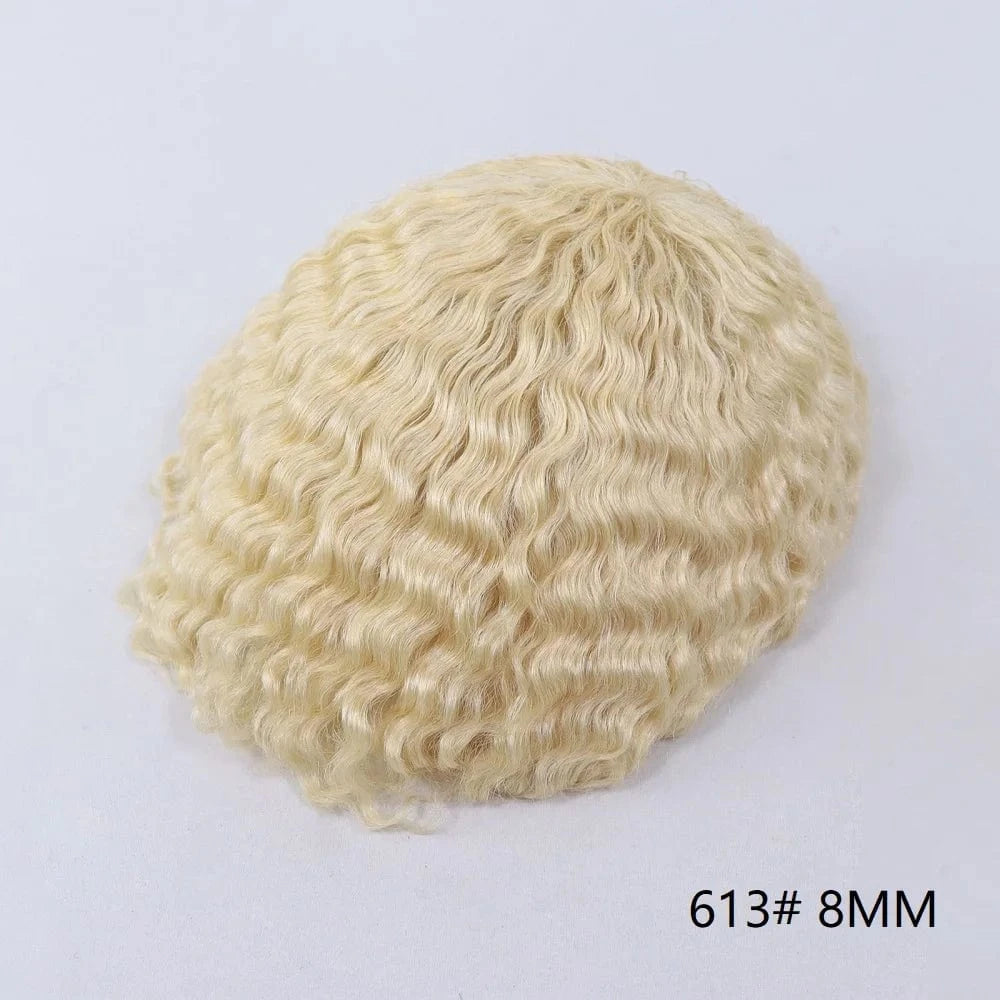 8X10 / 613 8MM / Choose Full French Lace Base Male Hair Toppers Breathable Man Hair Patch Ultra Thin Skin Toupees For Men