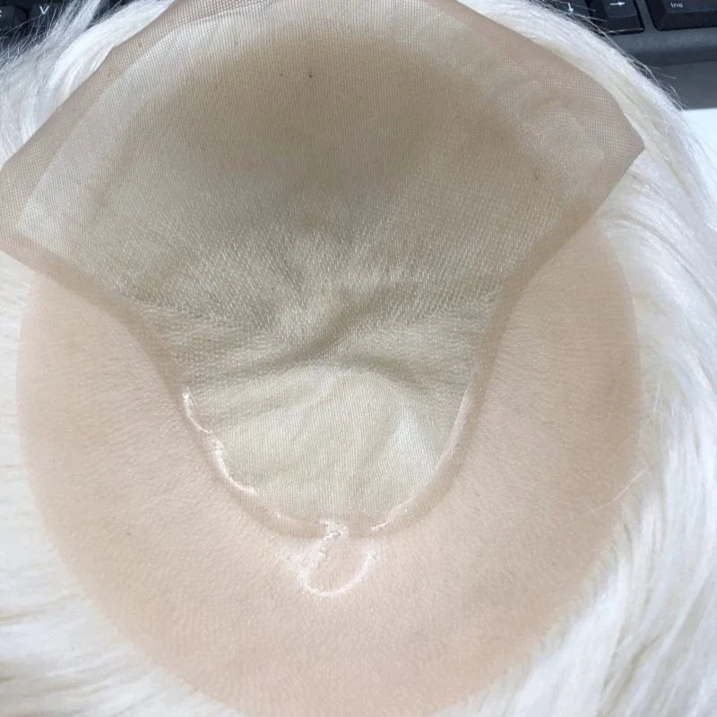 8X10 / As picture / 6inches Wholesale men's Man hair toupee swiss full lace French lace Q6 blonde #60 human hair replacement system for men hairpiece patch