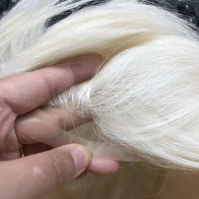8X10 / As picture / 6inches Wholesale men's Man hair toupee swiss full lace French lace Q6 blonde #60 human hair replacement system for men hairpiece patch