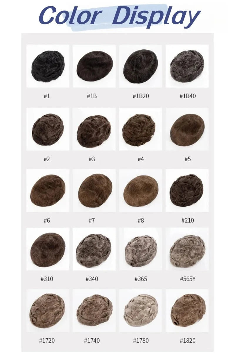 8X10 / contact the seller for other colors / 6inches Human Hair Toupee hair replacement mono with NPU Men Wigs Human Hair Toupee Mono Lace With Npu Around Lace Systems