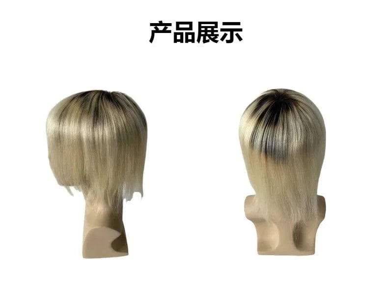 8X10 / T2/613# / 6inches 100% raw human hair 8x10 Full Lace base T2/613# ombre replacement system straight black hair hair wigs for men toupee