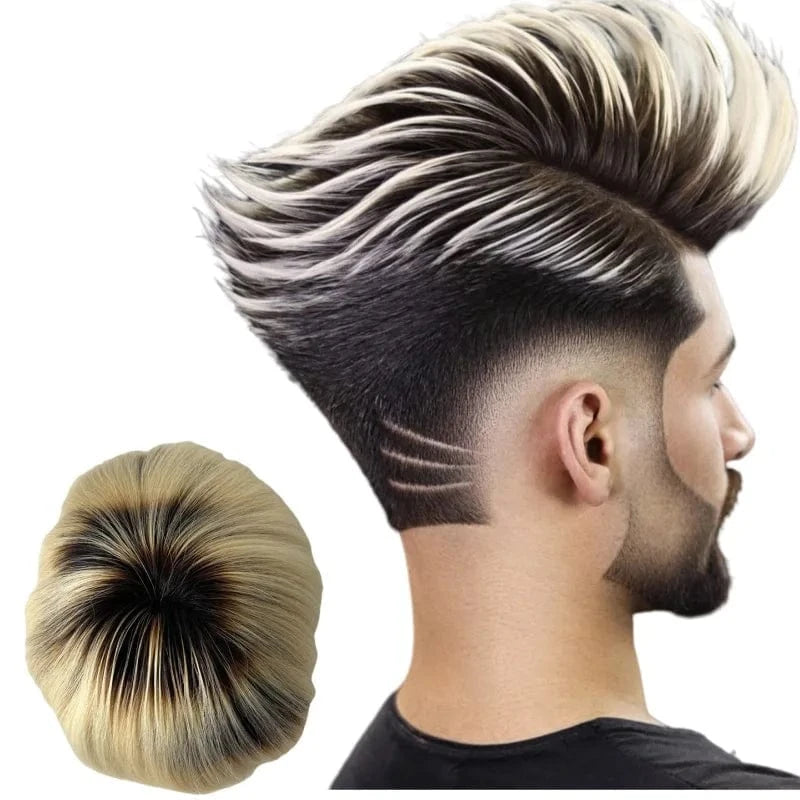 8X10 / T2/613# / 6inches 100% raw human hair 8x10 Full Lace base T2/613# ombre replacement system straight black hair hair wigs for men toupee