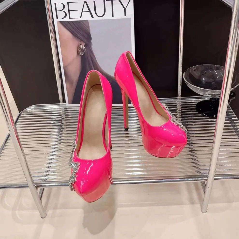 9 / Plum BUSY GIRL XSD4857 rhinestone heart decor women girl stripper heels for ladies pole dance shoes platform pumps doll heels