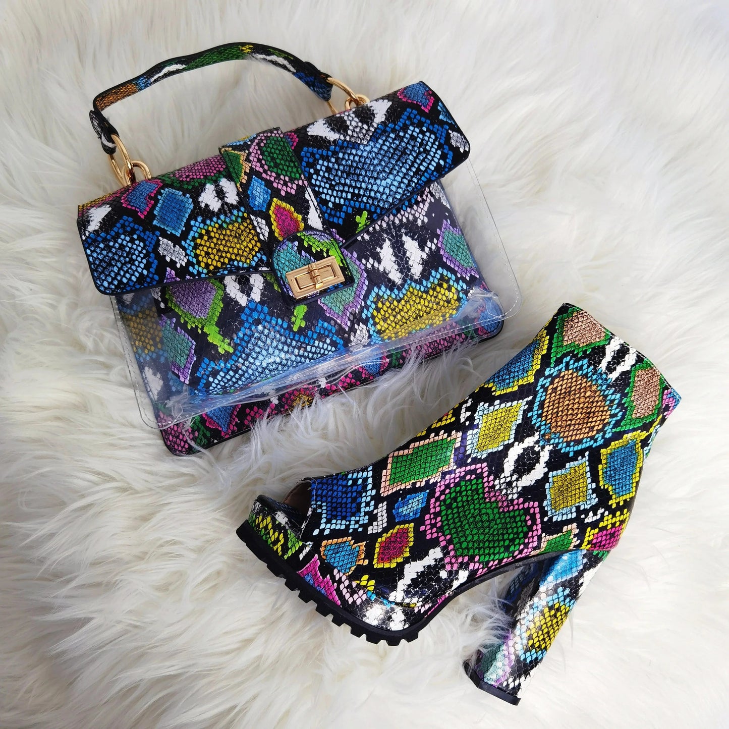 9 / Snake-A-boot set Wholesale New stylist bandana hand bags Lady Fashion Boots with Thin High Heel women boots