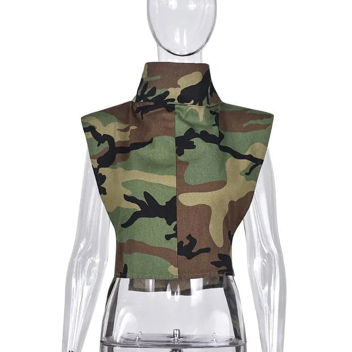 9185TD New fashion streetwear 2024 summer clothes for women sleeveless vest sexy halter backless shirts women top camo crop top