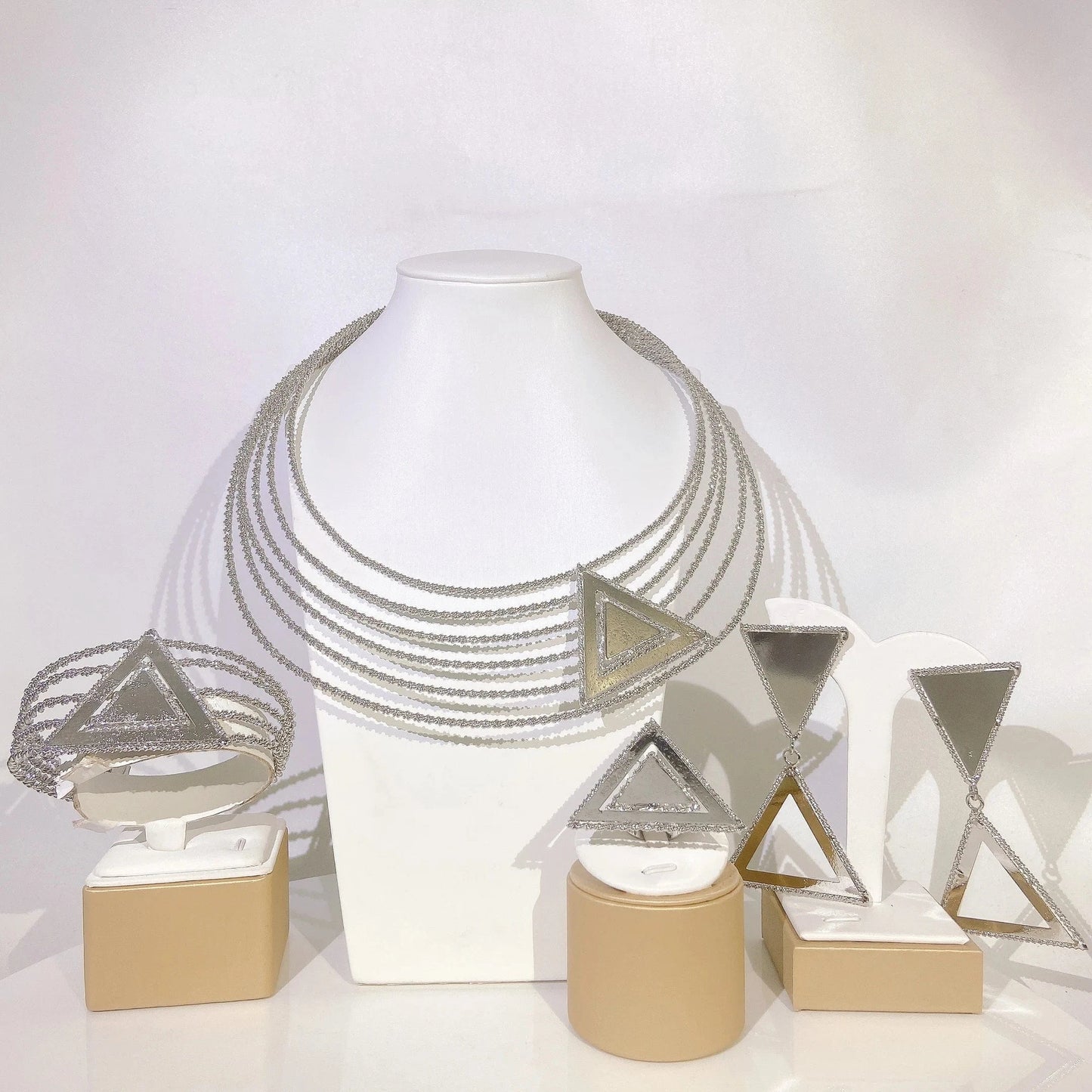 925 Silver Plated Fashion Jewelry Sets Brazilian Jewelry For Women Wholesale Factory Price Silver Jewelry Necklace Earrings Ring