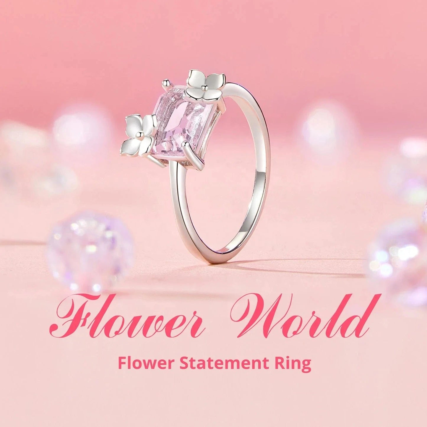 925 Sterling Silver Fashion Jewelry Sets Fine Jewelry Making Wholesale Fantasy Pink Butterfly Flower Necklace Ring Earrings Set