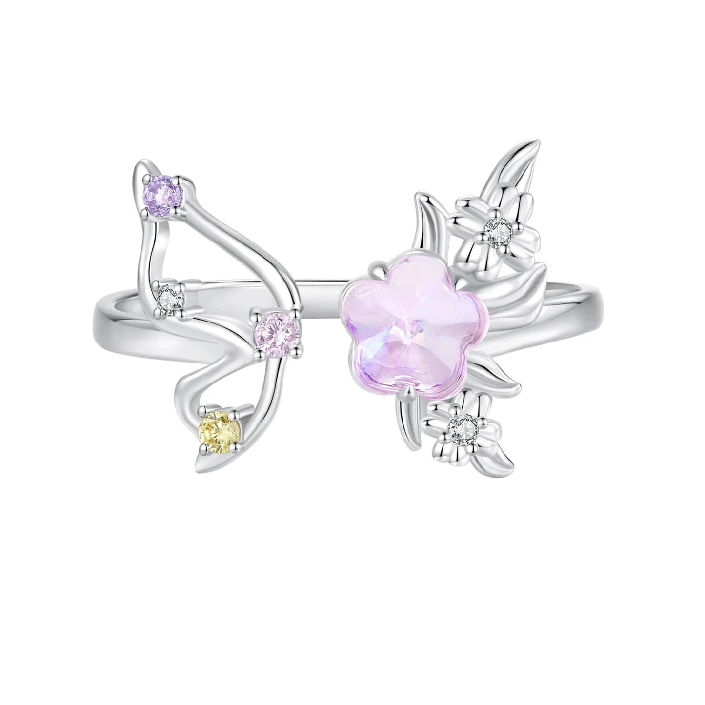 925 Sterling Silver Fashion Jewelry Sets Fine Jewelry Making Wholesale Fantasy Pink Butterfly Flower Necklace Ring Earrings Set
