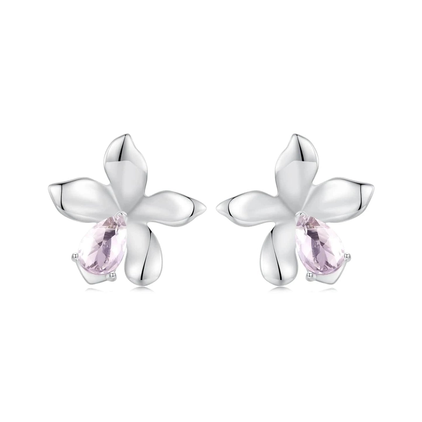 925 Sterling Silver Fashion Jewelry Sets Fine Jewelry Making Wholesale Fantasy Pink Butterfly Flower Necklace Ring Earrings Set