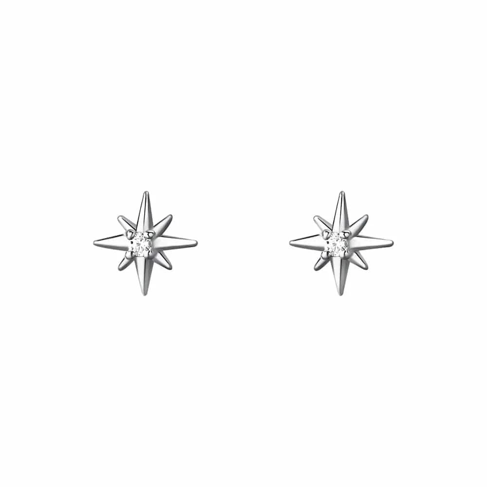 925 Sterling Silver Geometric Eight Star Stud Earrings for Women Funny Korean Zircon Small Earring Wedding Bride Luxury Jewelry