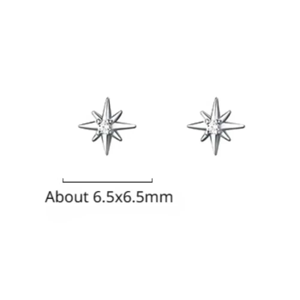 925 Sterling Silver Geometric Eight Star Stud Earrings for Women Funny Korean Zircon Small Earring Wedding Bride Luxury Jewelry
