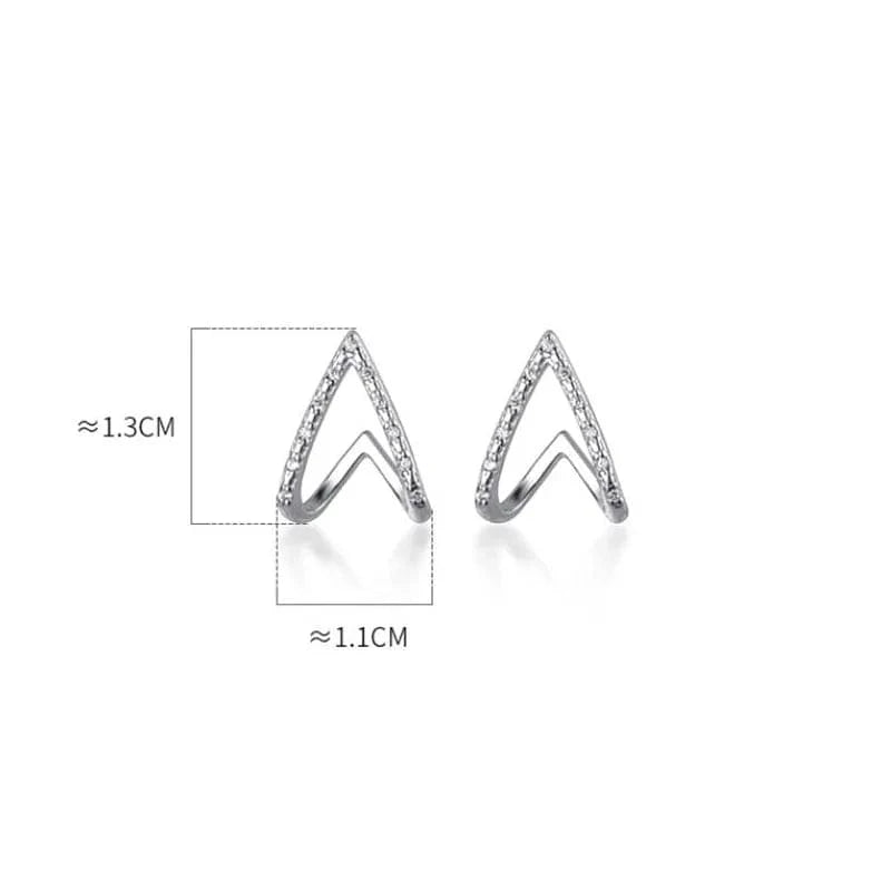 925 Sterling Silver Simple CZ Zircon V Shape Stud Earrings For Girls Jewelry Gifts