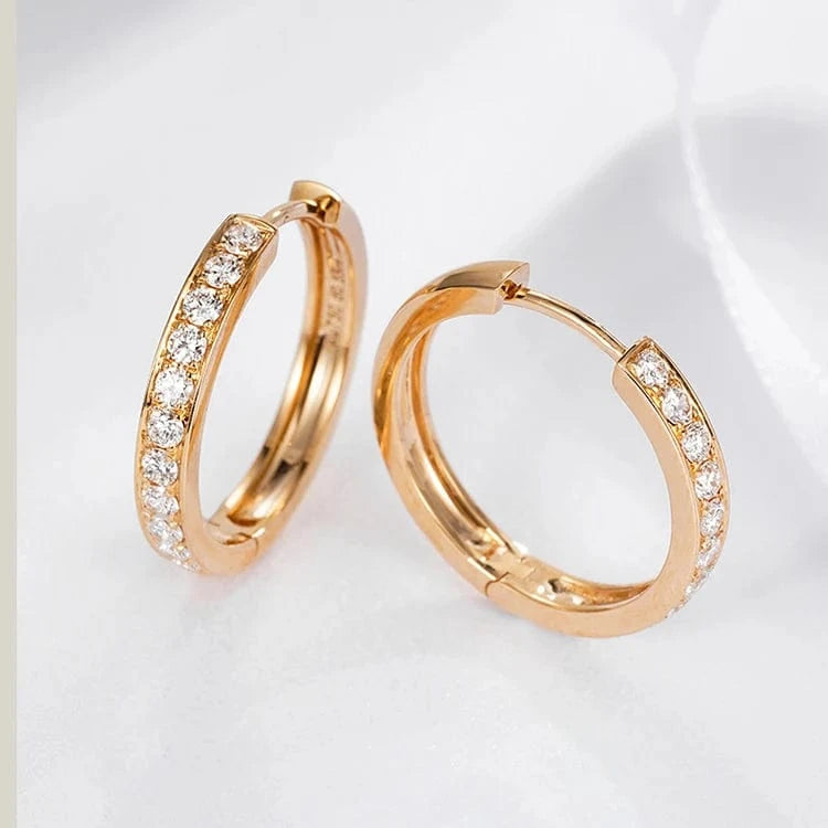 925S / E008 Fine Workmanship Half Circle Diamond Design Moissanite Lab Diamond Earrings CC Huggie Hoop Fashion Earring