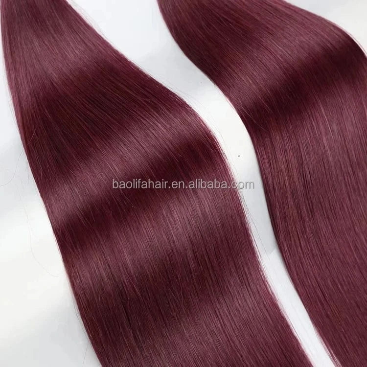 99J / 18 Inches Double Drawn Cuticle Aligned Virgin Russian Remy Hair Italian Keratin Pre bonded Flat Tip Human Hair Extension