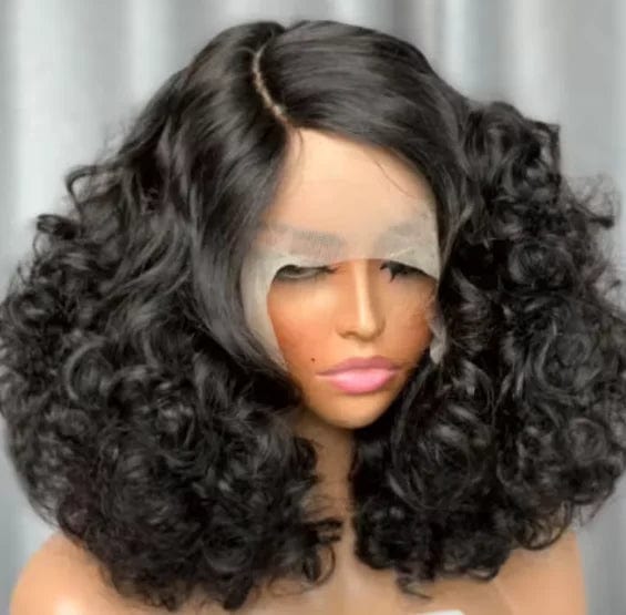 99J burgundy red color curly wigs water wave 13x4 lace front human hair short bob human hair wigs woman